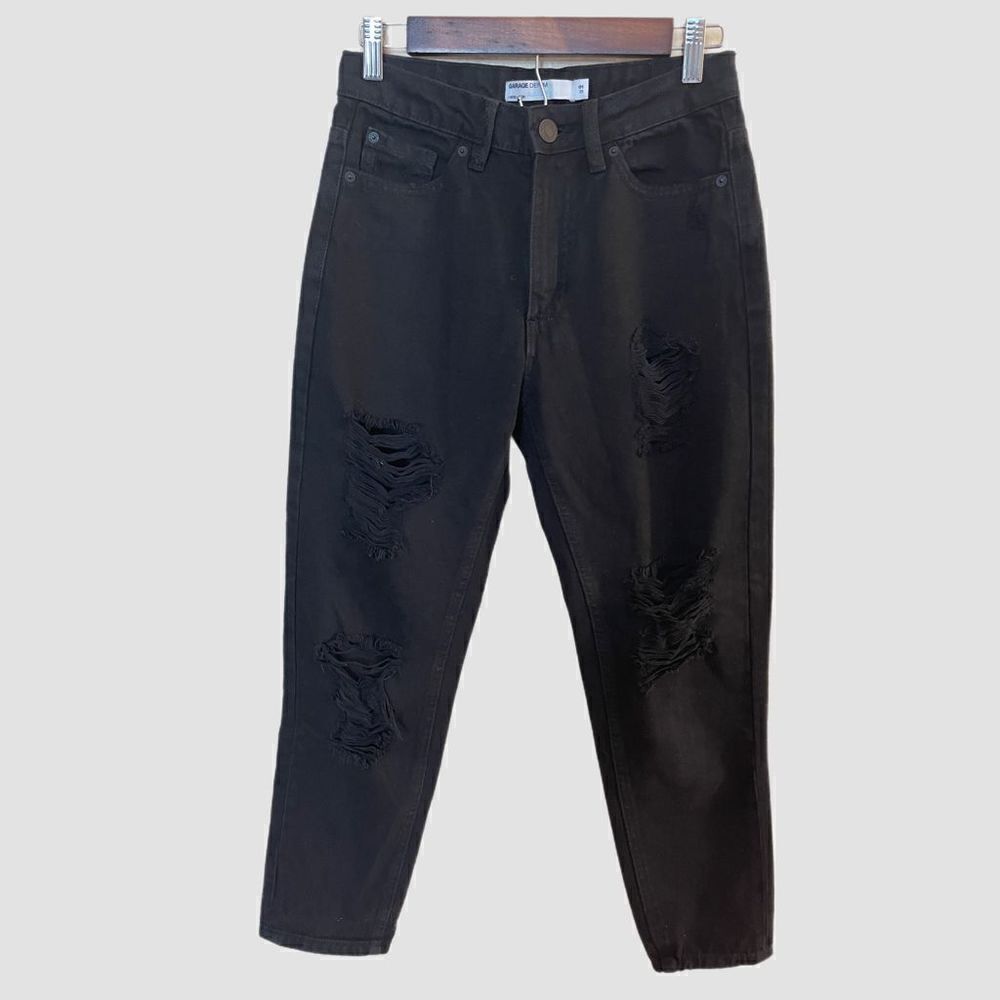 Garage Denim Mom Jeans Size 25 Black Distressed